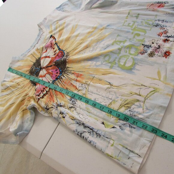 Chicos Rhinestone Butterfly Planet Earth Cotton Tee XL - Picture 13 of 16